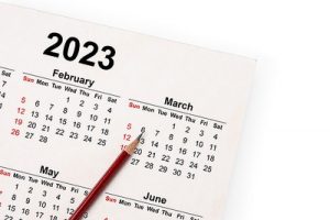2023 Calendar and Pencil