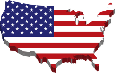 American Map and Flag