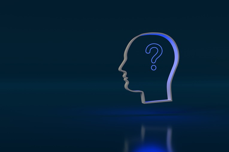 3D Head Silhouette with Question Mark