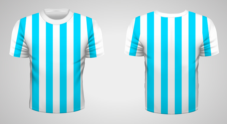 Blue and White Striped Football Shirt