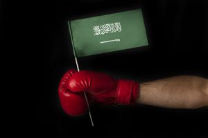 Boxer Holding Saudi Flag
