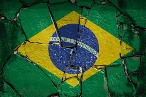 Brazil Flag on Cracked Tiles