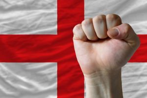Clenched Fist In Front of England Flag