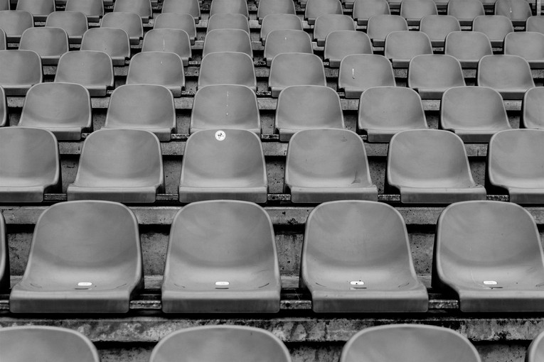 Empty Stadium Seats in Black and White