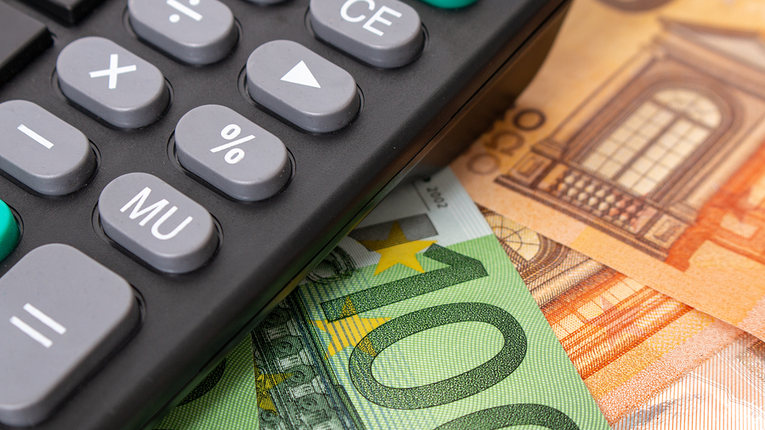 Euro Banknotes and Calculator