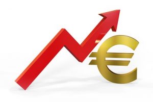 Euro Symbol with Red Increase Arrow