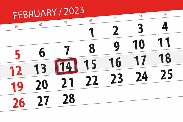 February 14th 2023 on Calendar