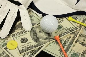 Golf Equipment on Dollar Bills