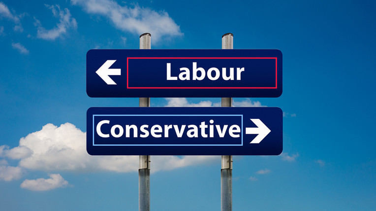 Labour or Conservative Sign Post