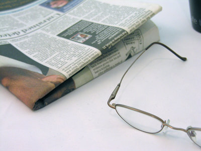 Reading Glasses and Newspaper