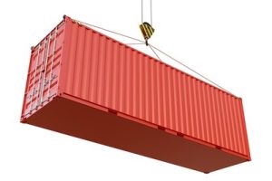 Red Shipping Container on Winch