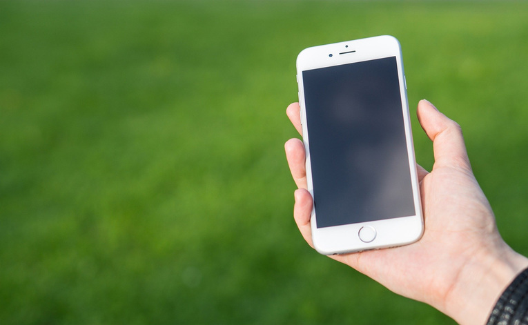Smartphone Held In Front of Grass