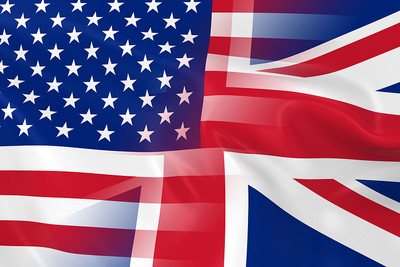 USA and UK Merging Flags