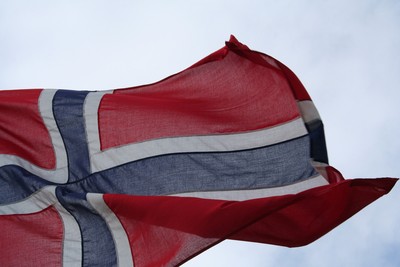 Norway Flag Against Cloudy Sky