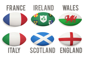 Six Nations Rugby Balls With Country Flags